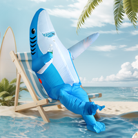 2 Sizes Cute Unique Standing Shark Design Suit Halloween Christmas Play Inflatable Costume Props