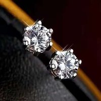 990 Pure Silver Diamond-Studded Six-Prong For Women, Hip-Hop Style, Zircon, Unisex, Street Fashion, Versatile, Elegant,