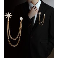 Korean Version Eight Pointed Star Chain Collar Suit Jacket Pin Brooch Simple Accessory ! !