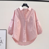 Clothing Long Sleeves Small Fresh Design Stitching Hemming Loose Art Style Shirt