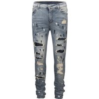 Clothing High Street Diamond Splash Ink Wash Hole Patch Patchwork Hot Diamond Jeans Beggar Pants