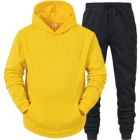 Unisex Fleece Hoodie And Jogger Set - Soft Cotton Blend Pullover With Pocket, Casual Loungewear For Men & Women