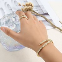 Jewelry Elegant Snake Bone Bracelet Spring Ring Set Light Luxury Zirconia Stackable Jewelry Ring Hand Jewelry