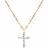 S925 Sterling Silver Plated With 14k Gold Cross Necklace With Full Diamonds For Women Clavicle Pendant Fashionable And Versatile High End