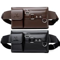 Fanny Pack Men’s Mobile Phone Bag Men’s Soft Leather Textured Crossbody Breast Bag Multifunctional Large-capacity Casual Leather Bag