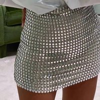 Sexy Clothing Solid Slim Mesh Sequin Hip Covering Fashion Skirt