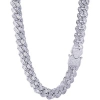 Men's Jewelry 18mm Triple Row Cuban Link Chain With T-Cut Zirconia Stones, Hip Hop Style Necklace For Men, Gold And Silver Tone Options