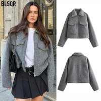 Clothing Pearl Leather Short Loose Casual Wool Coat