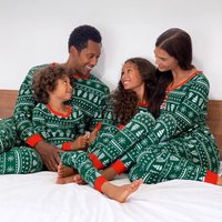 Mother & Hot Selling Christmas Parent Outfit Christmas Tree Print Splicing Contrast Home Clothes Pajamas Set