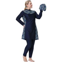 Muslim Swimwear Loose Large Size Obese Woman Conservative Swimsuit Muslim Hot Spring With Hat Print Swimsuit Set