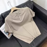 Men's Clothing 2024 summer lapel t shirt polo shirt men's short sleeved knitted sweater half sleeved youth slim shoulder stitching trend