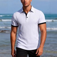 Fashionable Simple Knitted Jacquard Polo Shirt European American Style Collared Top Outdoor Wear Spring Autumn