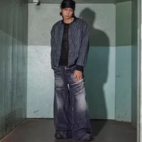  Distressed Tie Dye Jeans – Oversized Wide Leg Streetwear Pants Lightning Wash & Retro Drop Cuff Hem