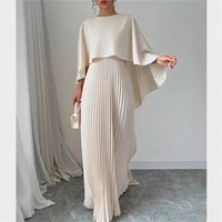 Clothing Fashion Loose Bat Sleeves Pleated Irregular Elegant Dress Long