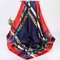 Spring/Autumn New Style Simple Women's Large Square Scarf 90*90 Imitation Silk Satin Fashionable Decorative Shawl Necklace