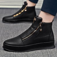 Shoes Trendy Shoes Summer Leather Breathable High Top Shoes Thick Soled Casual Shoes High Top Sneakers
