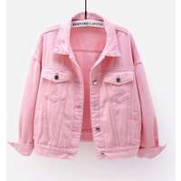 Spring autumn colorful plus denim jacket short style Korean loose bf long sleeve jacket student top