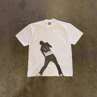 250g Heavyweight Pure Cotton Oversized Hip Hop Character Print Couple Style Loose Short Sleeved T-Shirt For Men And Women