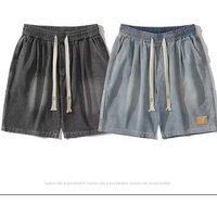 Men's Clothing Denim shorts men summer ins trendy brand washed old straight breeches Japanese retro workwear shorts thin