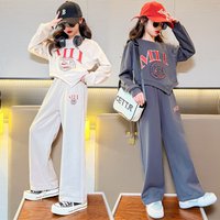 Clothing Length Girls wide leg pants suit clothes stylish children’s Internet celebrity girls fashionable spring and autumn two piece suit trendy