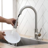 Cross-Border Plumbing Hardware Stainless Steel Kitchen Pull-Out Hot And Cold Brushed Vegetable Washing Sink Faucet