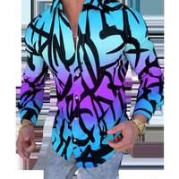 3D printing casual lapel slim long sleeved cardigan shirt