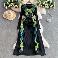 Clothing Three Dimensional Lace Waist Elastic Pleated Elegant Long Skirt