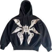 2026 Fashion High Street Y2K Gothic Style Hoodies Outerwear Angel Patch Embroidery Long Sleeve Casual Loose Vintage Hooded Sweatshirts