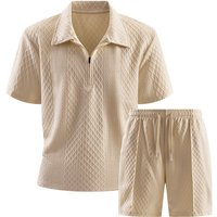 Summer Casual Suit Zipper Short Sleeve Shirt Shorts Versatile Two Piece Set Trendy Streetwear