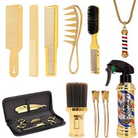 Barber Tools Gold Suit 14 in1 Professional Hairdressing Scissors Barbershop Comb Brush Spray Bottle Hair Stylist Supplies