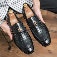 Large Business British Fashion Loafers Formal Breathable Slip on Office Professional Leather Shoes