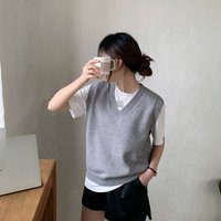 Oversized Knit Vest For Women – Vintage V-Neck Cardigan Layering Piece (White/Camel/Black/Gray, One Size Fits Most)