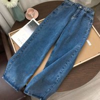 Clothing Straight high waist jeans female students loose retro wide leg bf Hyuna style mopping pants trend