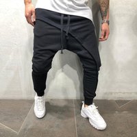Harem Pants Ankle Tied Hip Hop Double Layer Running Baggy Pants Korean Casual Elastic Waist Trousers Sweatpants Tracksuits