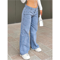 Womenโs Clothing Women's high waist wide leg jeans, street style, casual vintage jeans