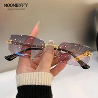 Small Rimless Sunglasses Man Woman Fashion Gradient Sun Glasses Eyewear Retro Brand Designer Traveling Shades