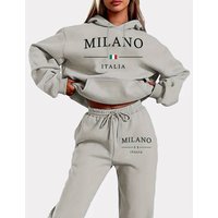 Women's Clothing 2pc Stylish Casual Letter Printed Tracksuit With Soft Fabric