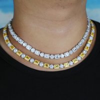 8mm Round Rectangular Zircon Necklace Hip Hop Fashion Trend Couple Necklace