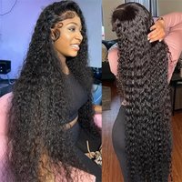 European American Style Front Lace Wig Long Curly Hair Center Parted Fluffy Full Head Synthetic Wig Average