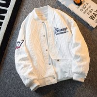 Double Layer Baseball Jacket – Embroidered Streetwear Zip Up Ribbed Hem 