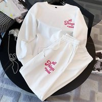 Clothing Round Neck Printed Sweatshirt High Waist Harem Pants Two piece Set American Casual Sports Suit