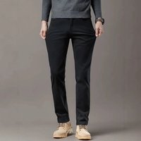 Men Slim Stretch Straight Chino Pants Business Casual Daily Trousers