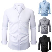 Clothing Four Sided Stretch Shirt Anti Wrinkle Solid Shirt Long Sleeved Business Thin Shirt
