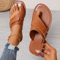 European American 2024 Foreign Trade Summer Large Shoes Toe Fashion Flat Heel Casual Sandals Foreign Trade