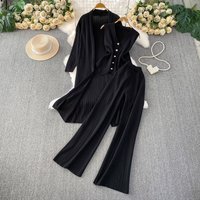 Luxury Relaxed Fit 3 Piece Set – Long Knit Cardigan + Vest + Wide Leg Pants Autumn Winter Elegance