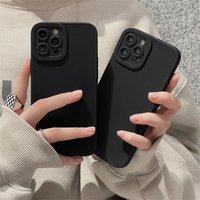 high-end Black Shockproof Silicone TPU Phone Case For Iphone 14 13 12 Pro 11 Pro Max X Xs XR 7 8 Plus SE Men Protect Lens Cover
