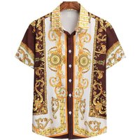Men's Clothing Summer Hot Selling Men's Shirt Lapel Short Sleeve Baroque Street Fashion Clothing Foreign Trade Cross-border