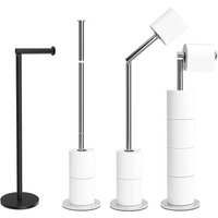 Freely Movable Floor Standing Toilet Paper Holder With Storage Roll Paper Towel Holder Stainless Steel Bathroom Punch Free Hardware Pendant