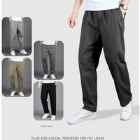 Men's Lightweight Cotton Casual Pants – Summer Breathable Straight-Leg Trousers With Drawstring Waist (Black, Gray, Khaki) – Sizes M To 6XL