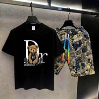 Men's Summer Short Sleeve T-Shirt & Shorts Set - Trendy Cotton Casual Outfit With Printed Design